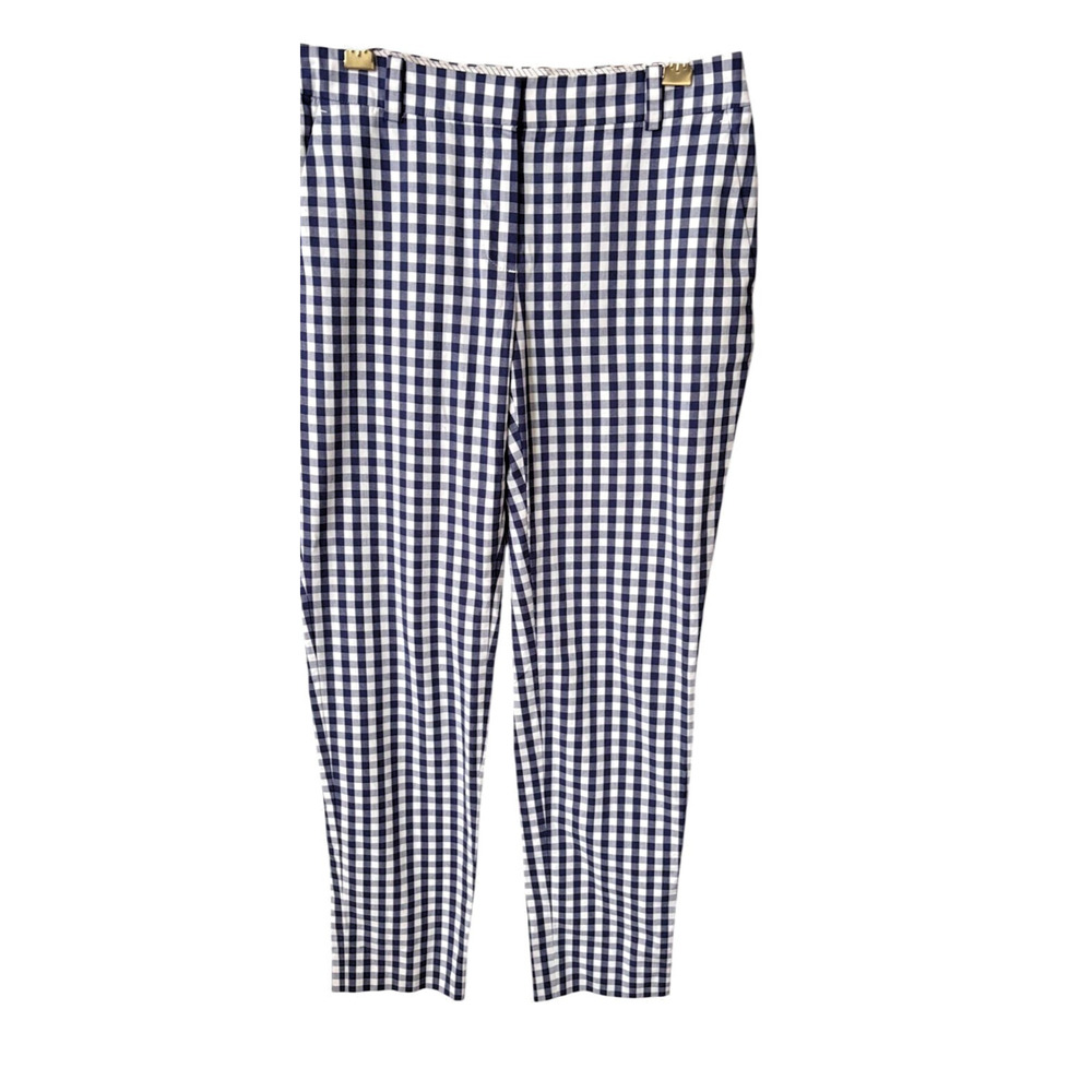 Brooks Brothers Women's Gingham Check Pants Trousers Size 0 Cotton Poly Stretch